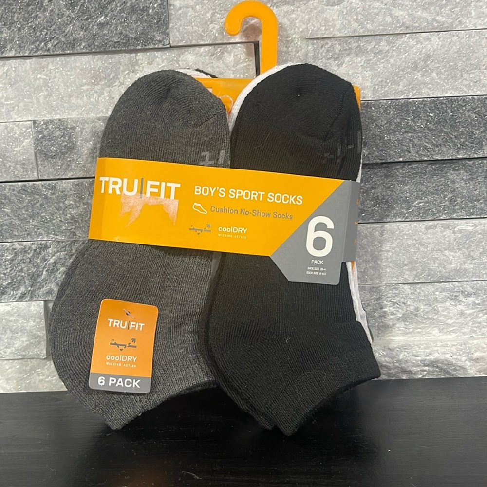 TRU FIT Boy's Sport Cushion No Show Socks Spandex